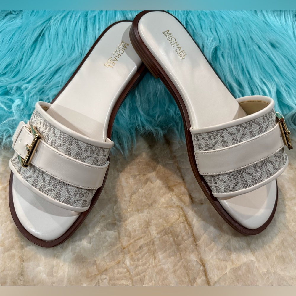 Michael Kors White Slide Sandals - Picture 7 of 9